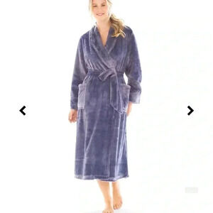 Soma Women’s Plush High Shine‎ Long Robe Mystery Blue Sz S/M